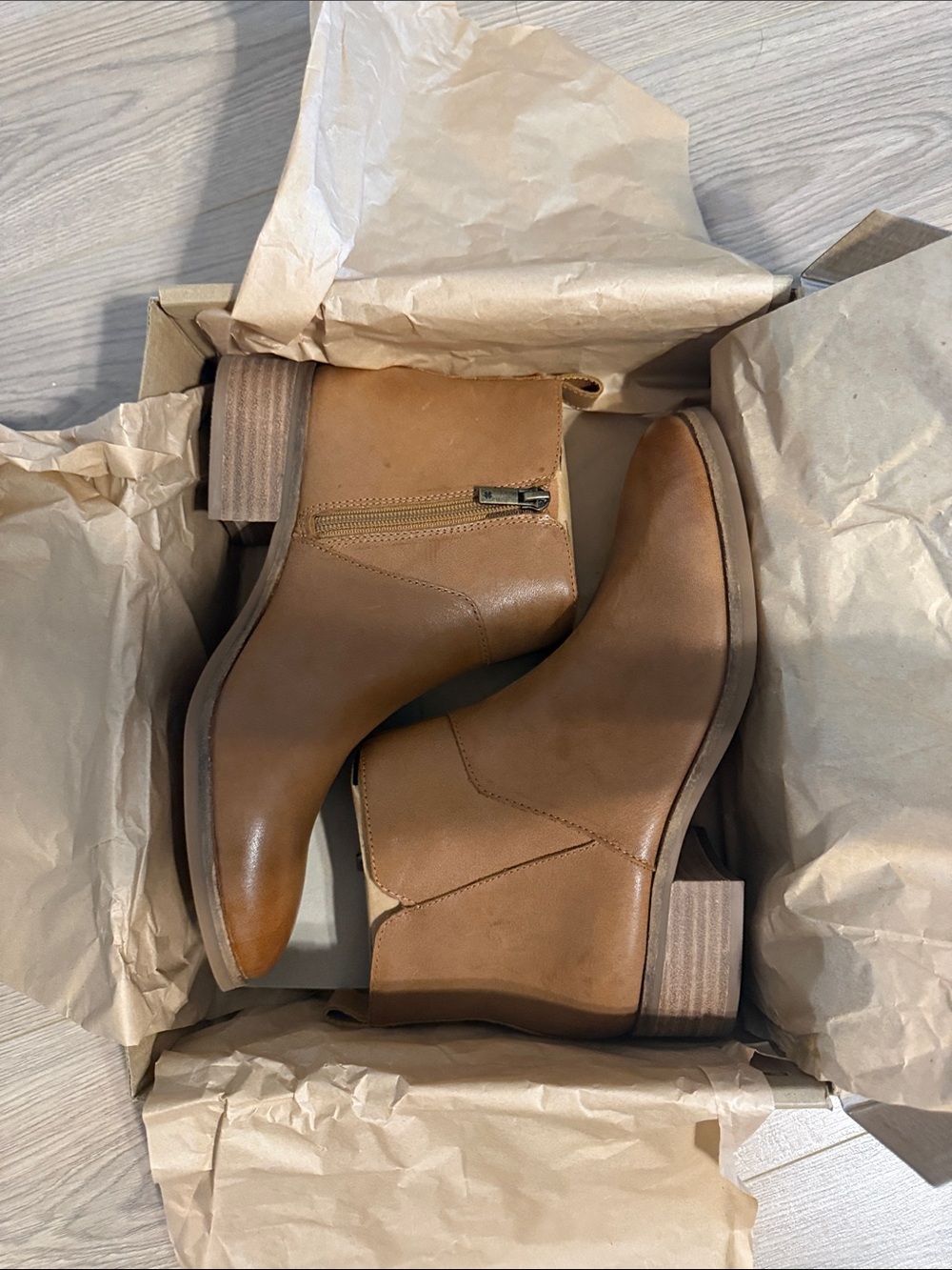 Lucky Brand Women's Tan Leather Ankle Booties - Picture 3 of 5
